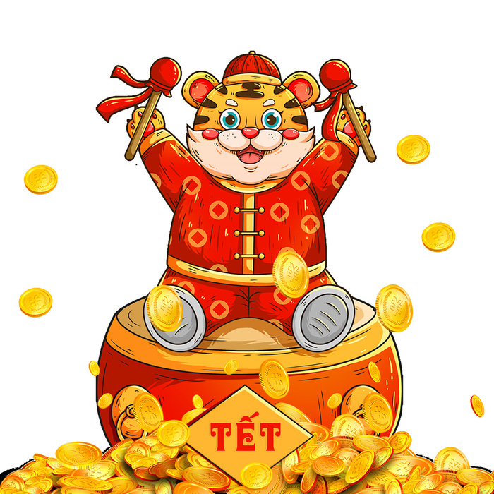 设计卡通老虎装饰新年