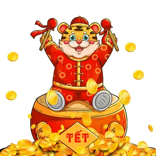 设计卡通老虎装饰新年