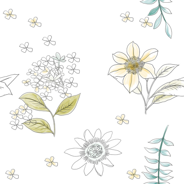 花卉唯美手绘花朵面料纹理手机壳布料面料印花服装矢量图案素材