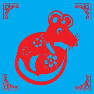 老鼠剪纸 剪纸风元素