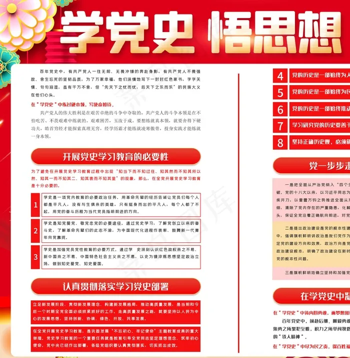 学习党史知识宣传栏内容展板设计psd模版下载