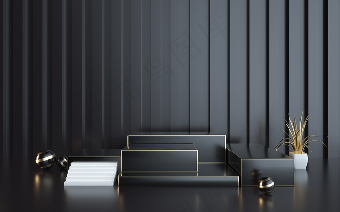 C4D电商场景模型渲染背景