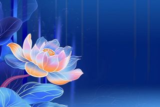 蓝色中国风荷花意境大气背景