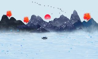 清新水墨山水风景