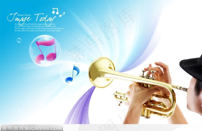 一个人吹着大号的艺术海报