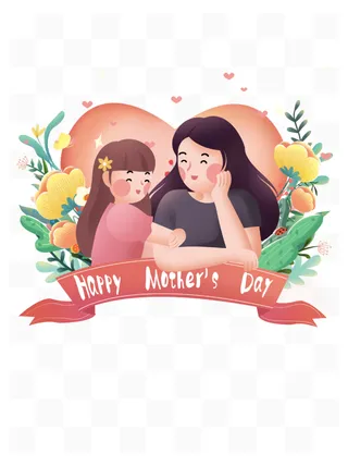 母亲节暖心场景手绘插画
