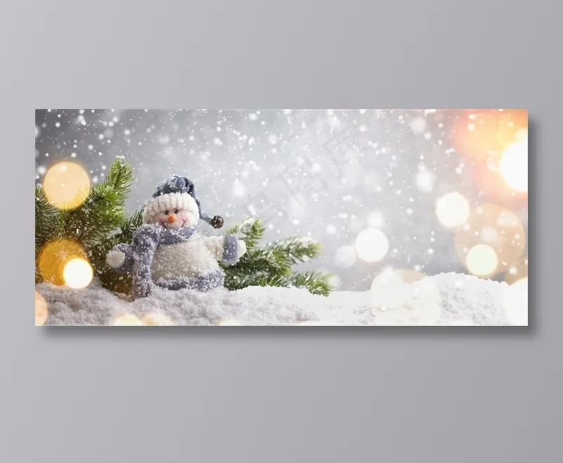 雪花下的小雪人海报背景高清图片