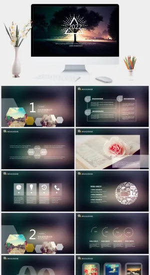精美动态朦胧IOS风PPT模板