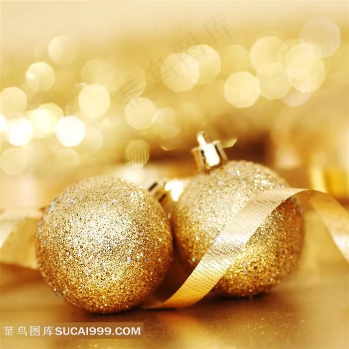 金色奢华圣诞彩球唯美图