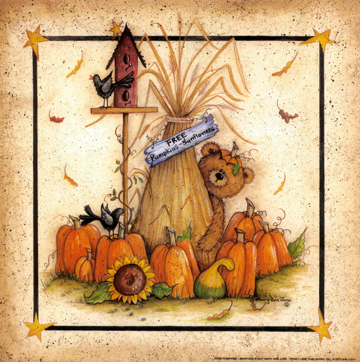 复古南瓜卡通熊插画