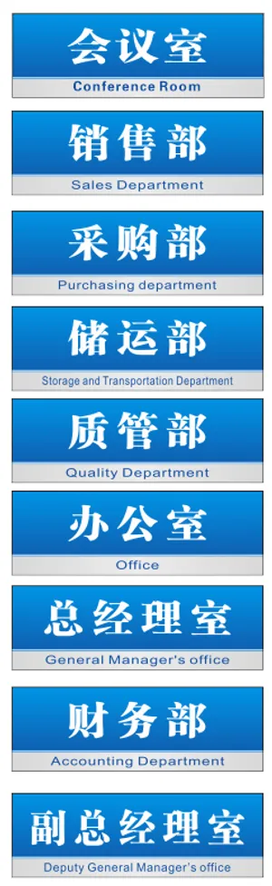 企业门牌科室牌蓝色