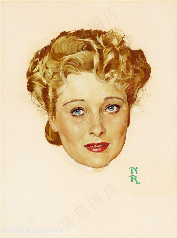诺曼 · 洛克威尔手绘美女艺术装饰画