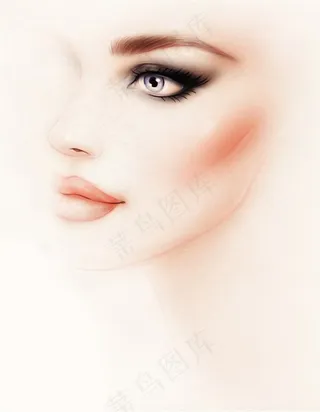 精致五官的侧脸手绘美女高清图片