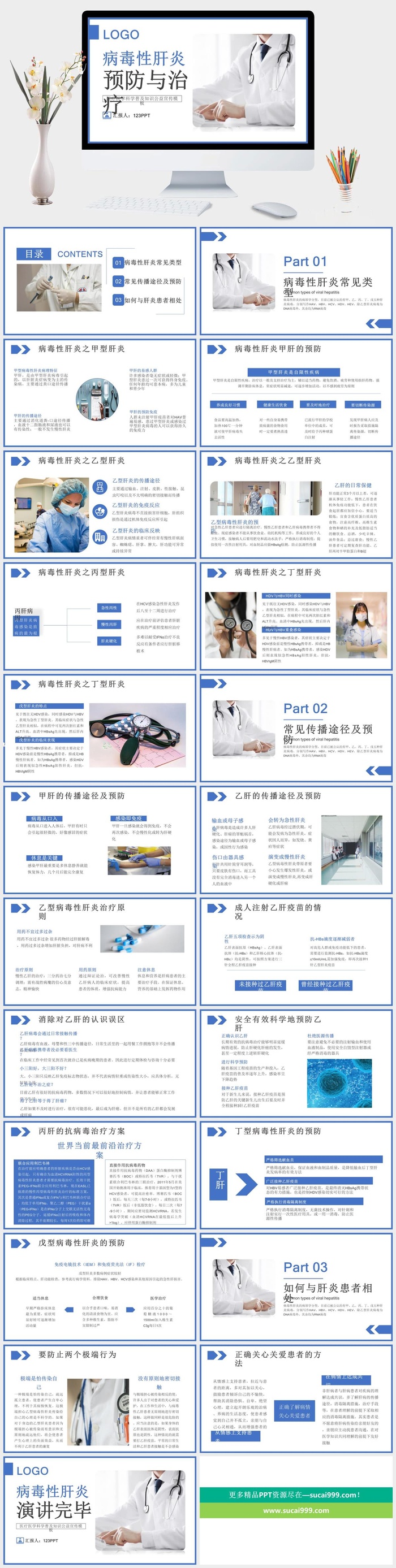 病毒性肝炎预防和治疗PPT模板