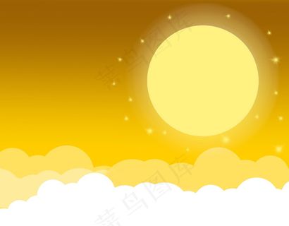 黄色卡通满月图片