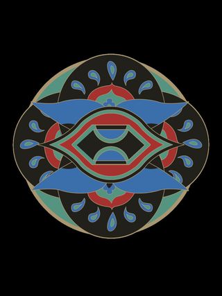 复古中式国潮风敦煌花纹装饰图案花卉藻井肌理圆形边框素材