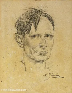 尼古拉费欣素描男士艺术装饰画