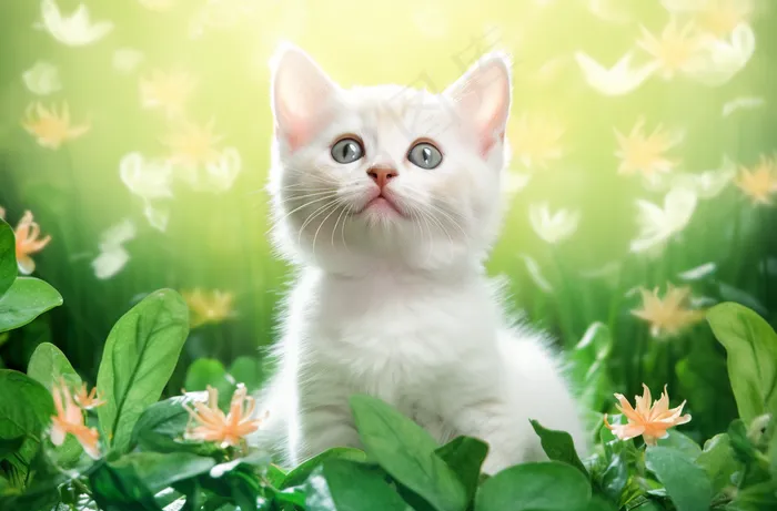 猫咪花丛可爱宠物猫摄影图(4080x2688)