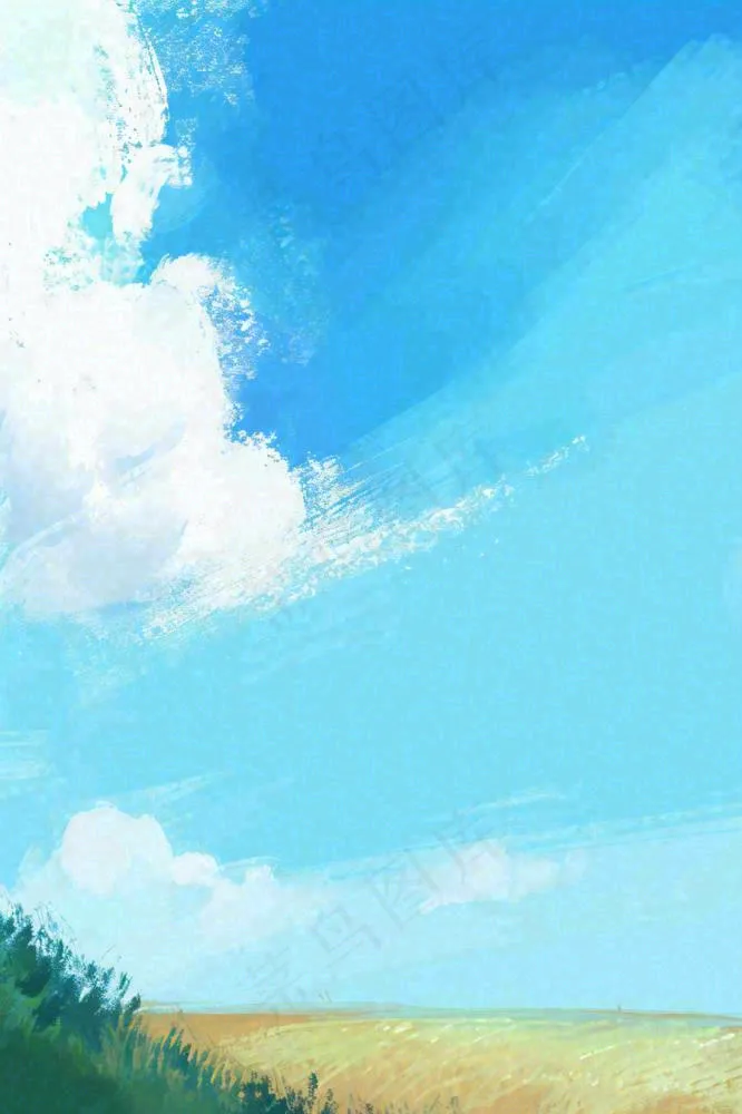 蓝天白云云层清新天空插画手绘(896x1344)