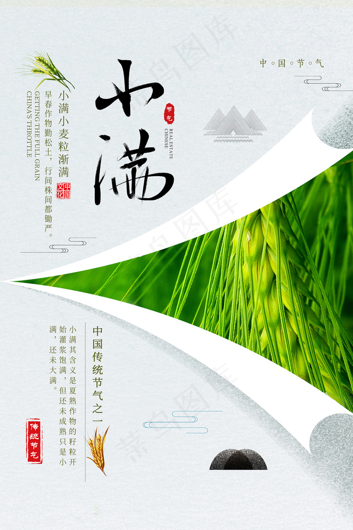 清新二十四节气小满节日海报psd模版下载