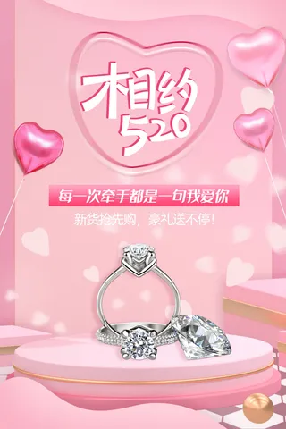 唯美浪漫520情人节主题活动宣传促销海报展板模板PSDAI设计素材