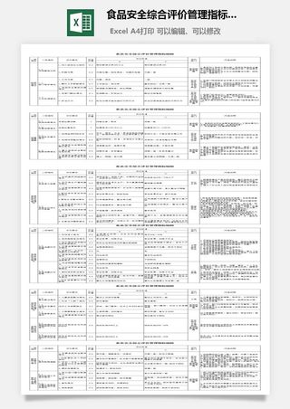 食品安全综合评价管理指标细则excel模板