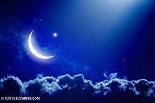 月亮与夜空星空风景图片