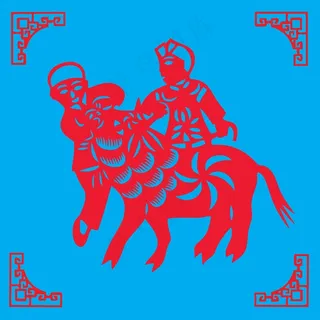 骑马剪纸 剪纸风元素