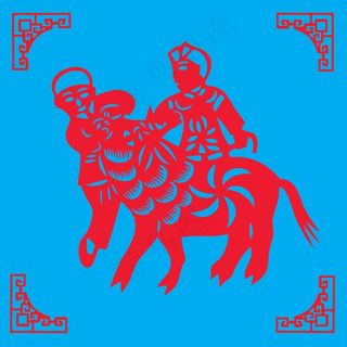 骑马剪纸 剪纸风元素