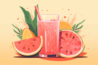 夏季卡通插画水果饮料多彩素材背景