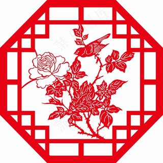 花朵剪纸 剪纸风元素