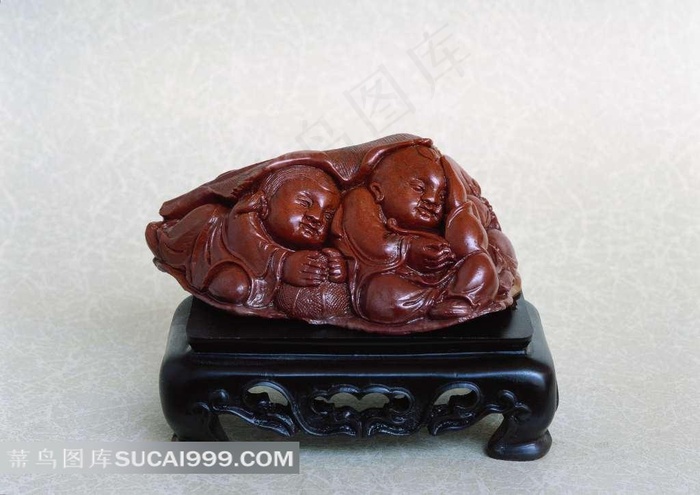 古董石雕童子素材图片