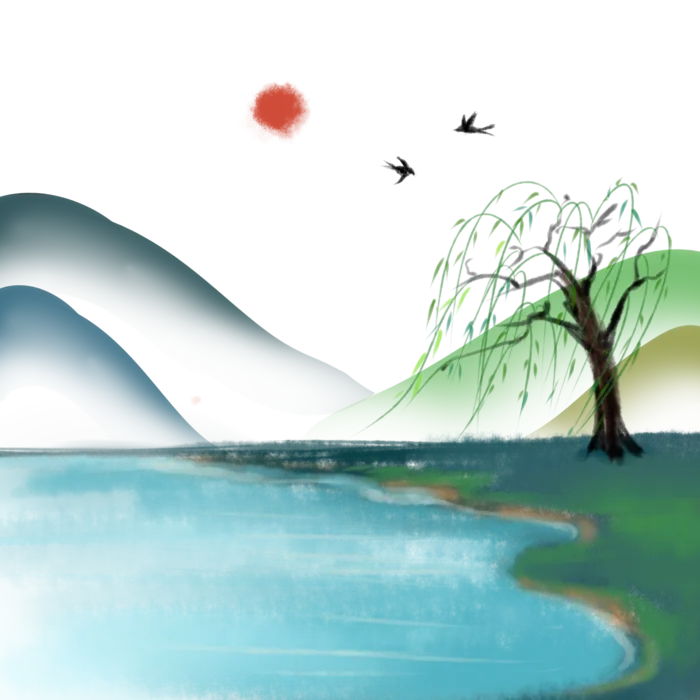 清明元素古风中式清明节山水画中国风