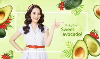 水果美女绿色背景