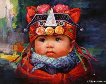高清男孩婴儿油画