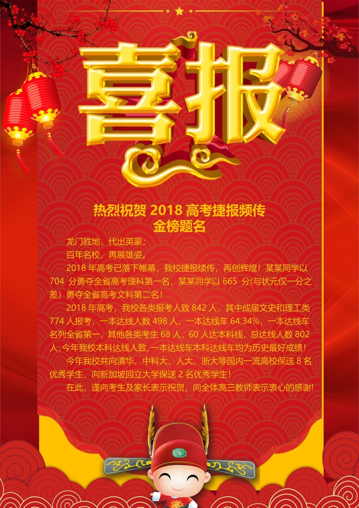 喜报战报海报贺喜金榜题名