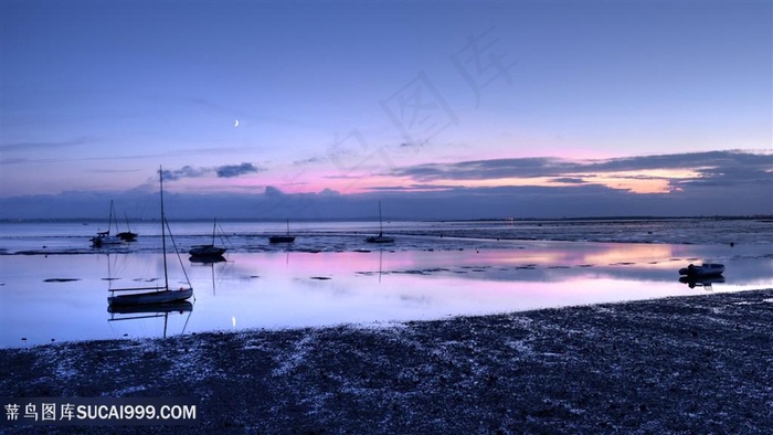 唯美晚霞海景风景画壁纸
