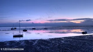 唯美晚霞海景风景画壁纸