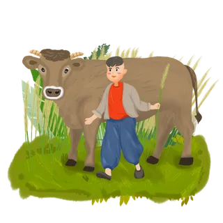 清明清明节卡通牧童放牛