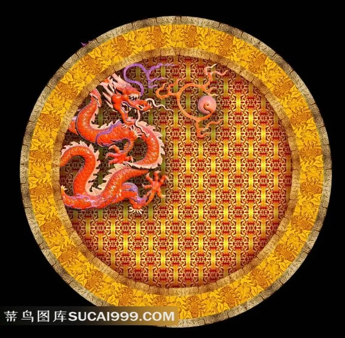 中国古典龙纹图案戏珠精美图案