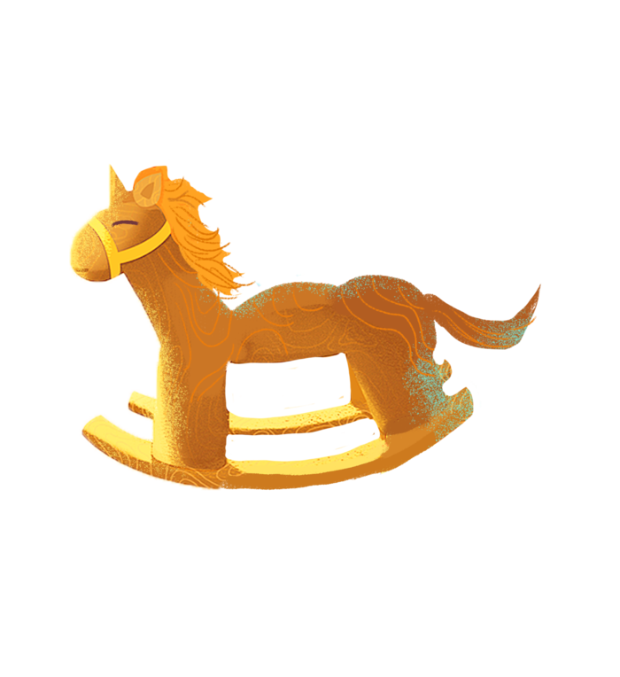 木马玩具剪贴画儿童节幼儿园插画