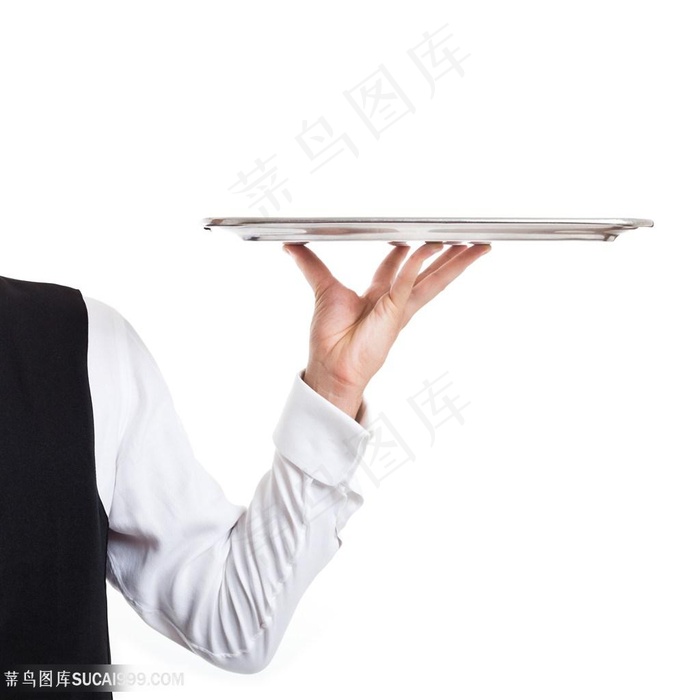 拖着盘子的管家高清图片