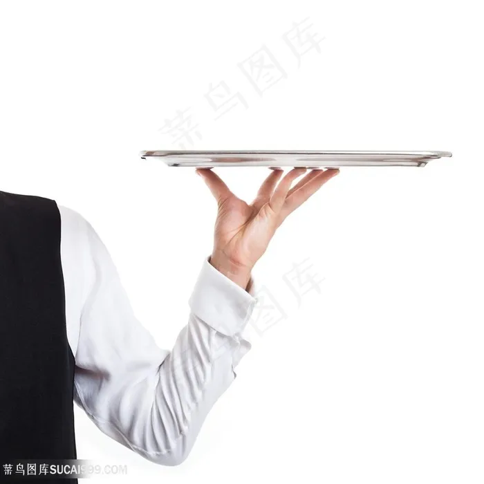 拖着盘子的管家高清图片