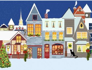 圣诞节雪花风景装饰背景墙