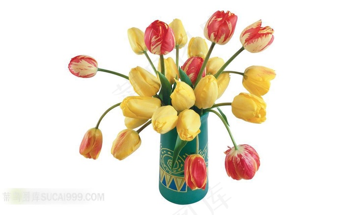 黄色郁金香插花素材
