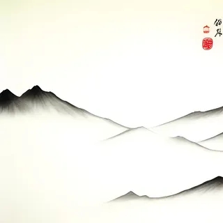 远处的山峰水墨风格png免抠