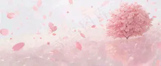 春天粉色樱花浪漫树枝花瓣花朵，阳光清新立春