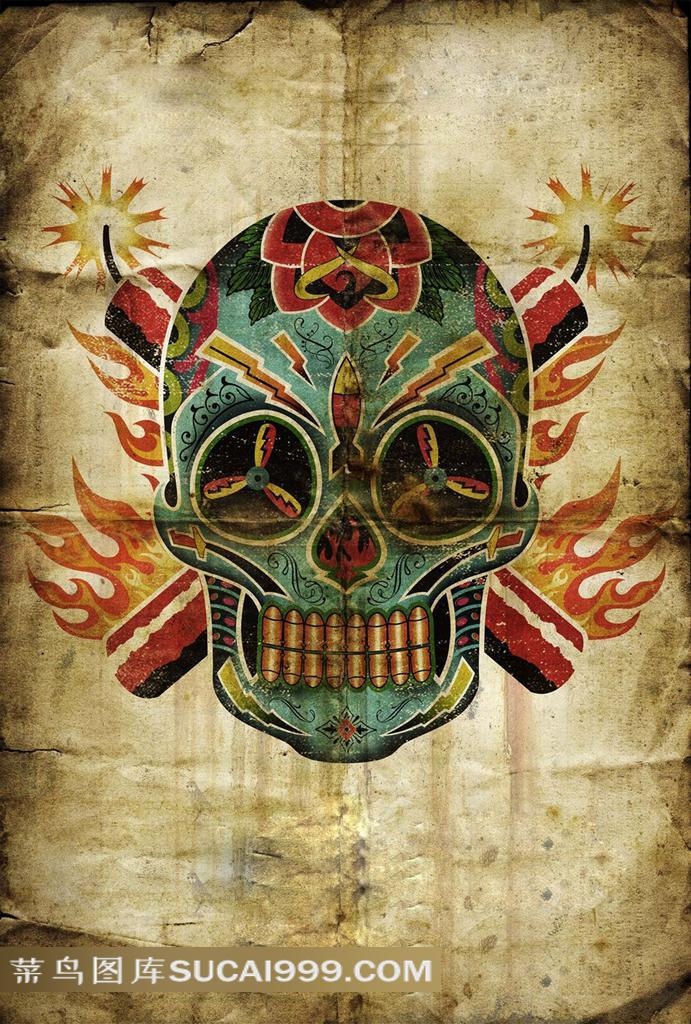 花样骷髅头电影敢死队创意海报