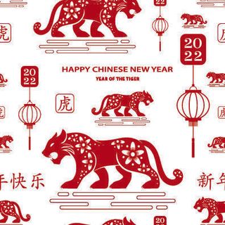 春节新年中国风虎年老虎元素平铺背景大图插画AI矢量设计素材