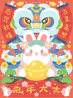 兔年大吉吉祥高照宣传海报